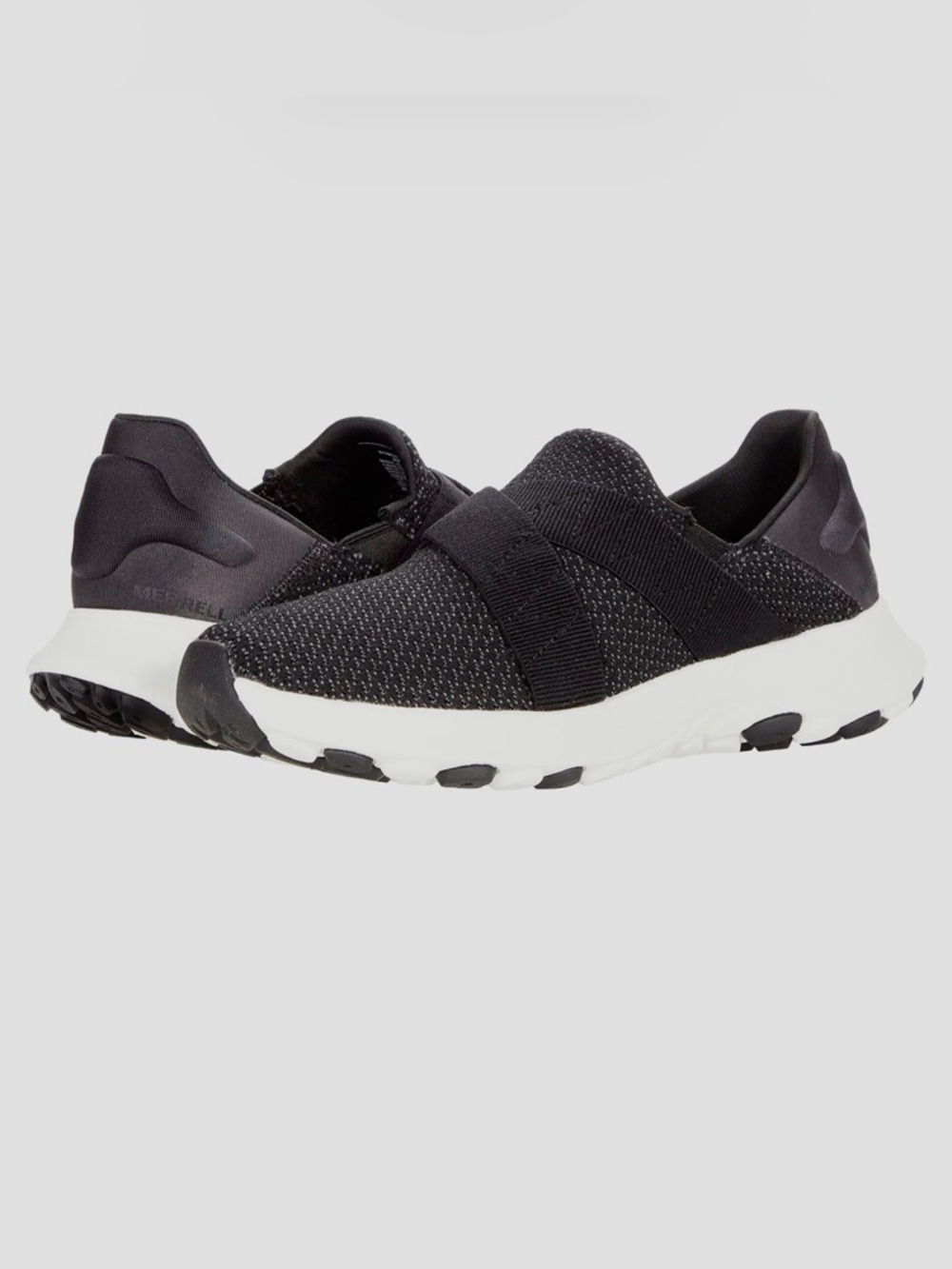 Merrell Cloud Cross sz 10 Black Knit Slip-On Sneakers White Sole women’s comfy